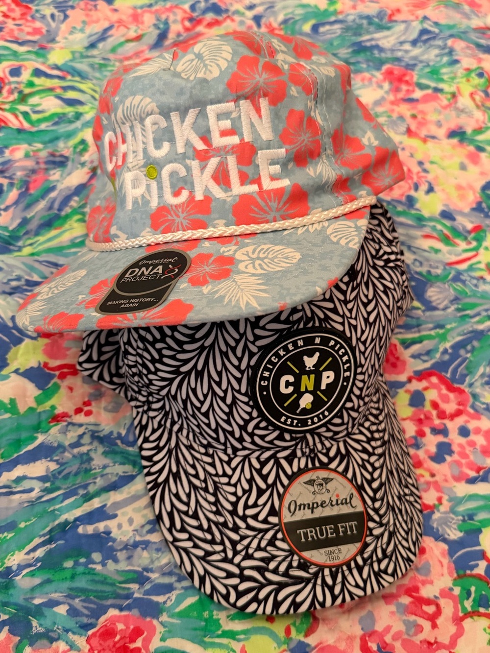 IMPERIAL CAP Men’s Pair of Wild Print ‘Chicken ‘N Pickle’ Pickleball Caps - ADJ